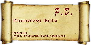 Presovszky Dejte névjegykártya